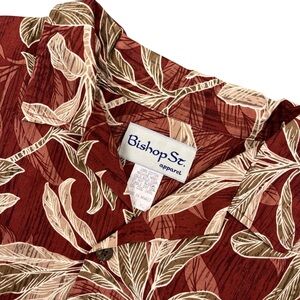 Bishop St Aloha Hawaiian Shirt Mens XL Red Tropcial Short Sleeved Vintage EUC.
